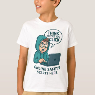Camiseta Pense Antes de Clicar - Conscientização sobre Segu