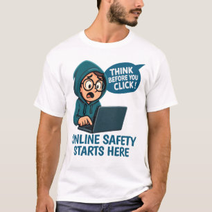 Camiseta Pense Antes de Clicar - Conscientização sobre Segu