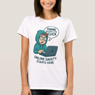 Camiseta Pense Antes de Clicar - Conscientização sobre Segu