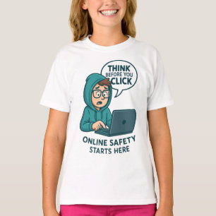 Camiseta Pense Antes de Clicar - Conscientização sobre Segu