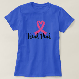 Camiseta Pense cor-de-rosa - Vista esperança, espalhe força