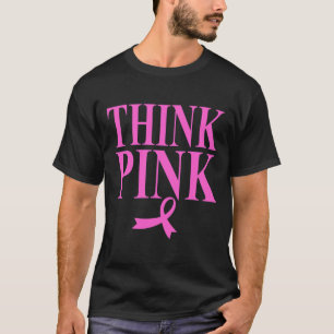 Camiseta Pense em cor-de-rosa Cancer Conscientização Homens