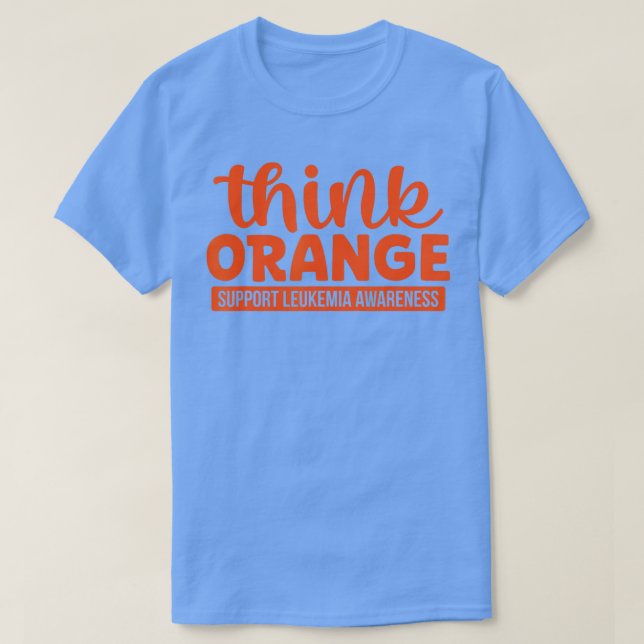 Camiseta Pense em laranja Suporte Leucemia Sensibilização L (Frente do Design)