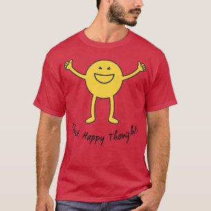 Camiseta Pense em pensamentos felizes Sorria Amarelo bonito