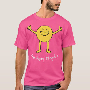 Camiseta Pense em pensamentos felizes Sorria Amarelo bonito