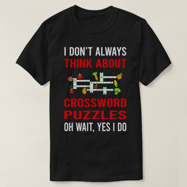 Camiseta Pense em Quebra-cabeça de Palavras Cruzadas (Frente do Design)