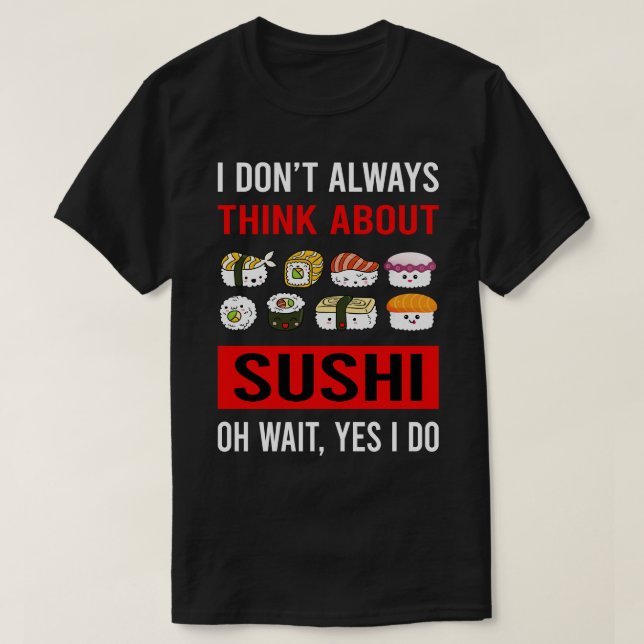 Camiseta Pense em Sushi (Frente do Design)