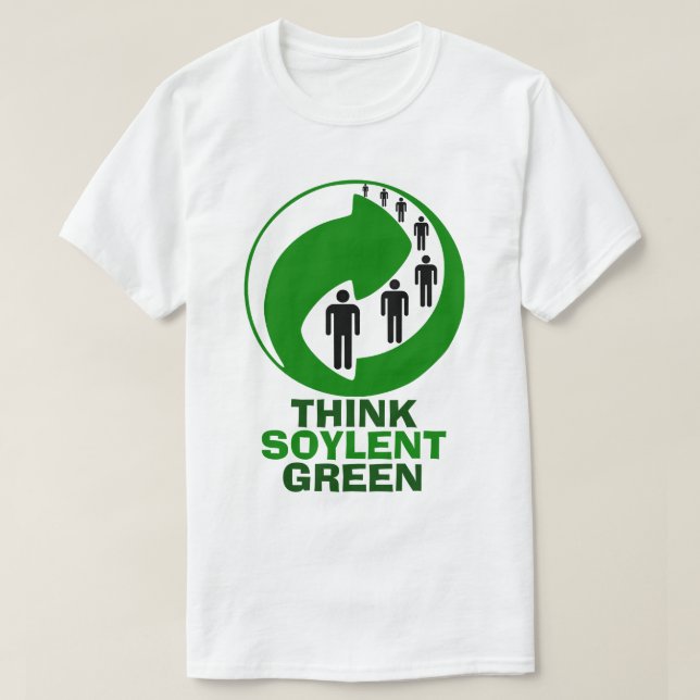 Camiseta Pense em T-Shirt Verde Soylent (Frente do Design)