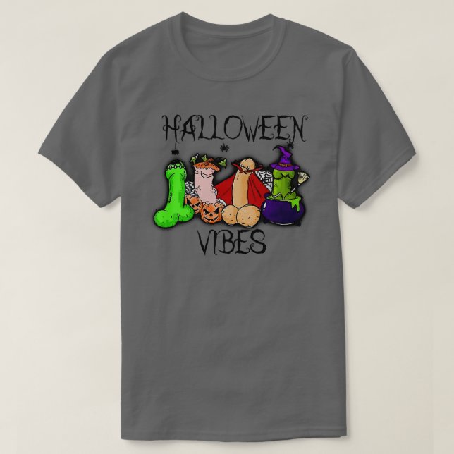 Camiseta Pense em vibrações de halloween (Frente do Design)