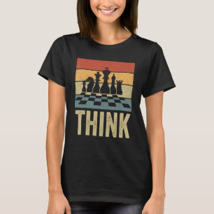 Camiseta Pense em xadrez do jogador de xadrez da Vintage