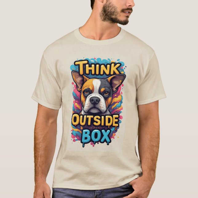 Camiseta Pense Fora da Caixa: Retrato Adorável de Cachorro  (Frente)