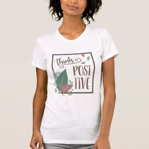 Camiseta Pense no feather de motivação positiva boho