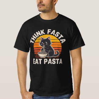 Camiseta Pense Rápido Coma Macarrão – Gato Engraça