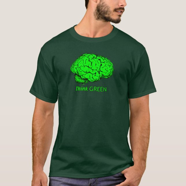 Camiseta Pense verde do Dia da Terra (Frente)