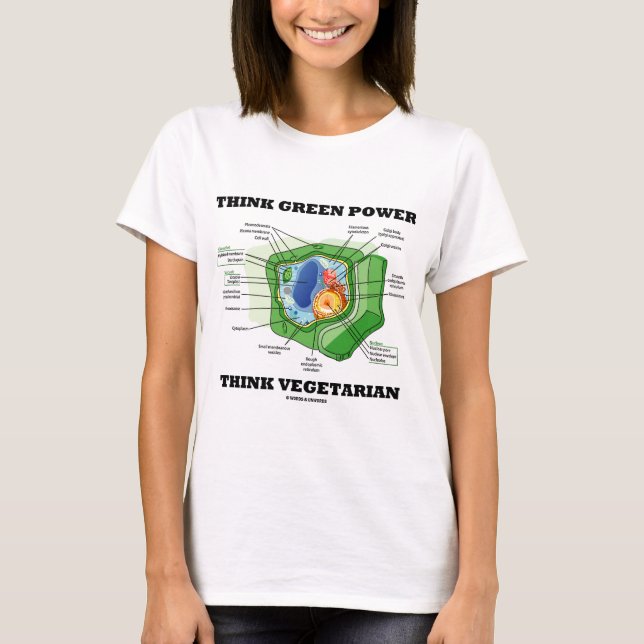 Camiseta Pense verde Power Think Vegetarian (célula vegetal (Frente)