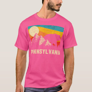 Camiseta Pensilvânia Nature Wild Bear Retro Sunset Hiking