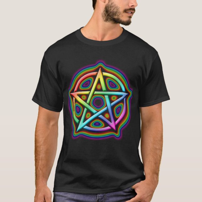 Camiseta Pentacle do fulgor do arco-íris (Frente)