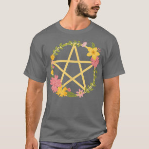 Camiseta Pentáculo Floral do Meio-Verão Wiccan Pagan Cheeky