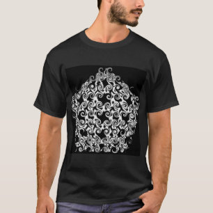Camiseta Pentágono Curlicue Branco no Preto