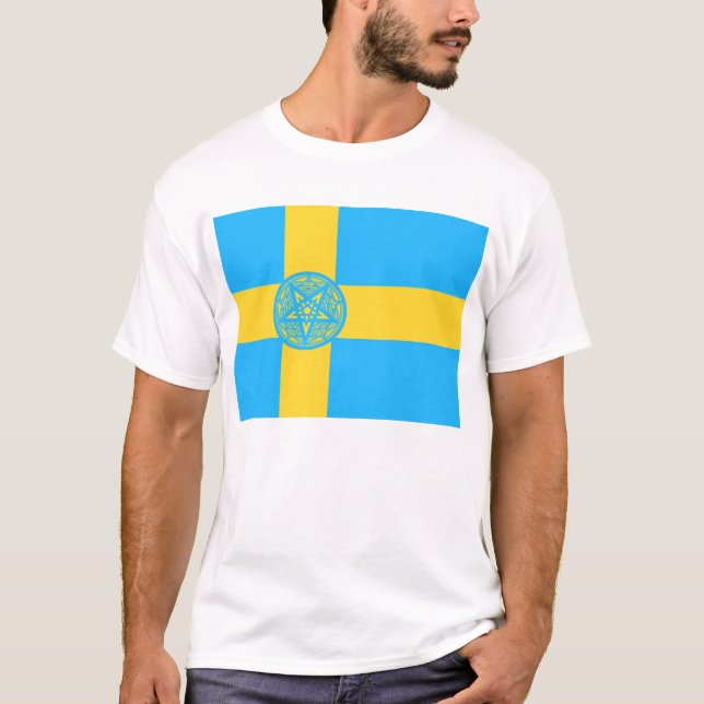 Camiseta Pentagram da bandeira da suecia (Frente)