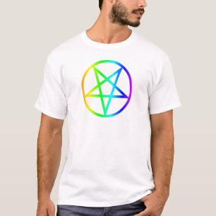 Camiseta Pentagram invertido do arco-íris