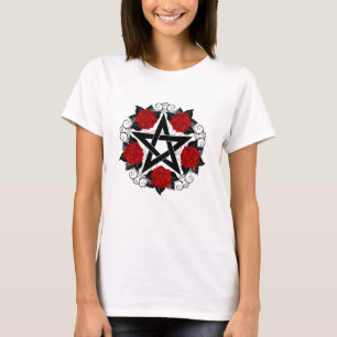 Camiseta Pentagrama com Rosas vermelhas
