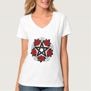 Camiseta Pentagrama com Rosas vermelhas