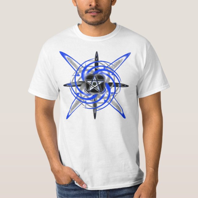 Camiseta Pentagrama de estrela azul (Frente)