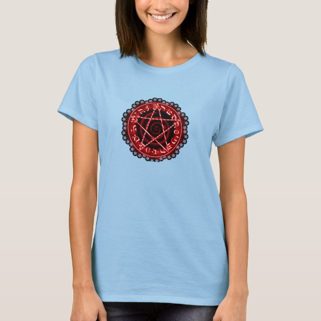 CAMISETA PENTAGRAMA DE LADO VERMELHO (Frente)