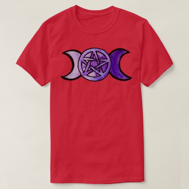 Camiseta Pentagrama de lua tripla (Frente do Design)