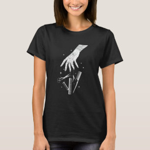 Camiseta Pente à Mão Tesoura Mística Boho Barbeiro Estilist