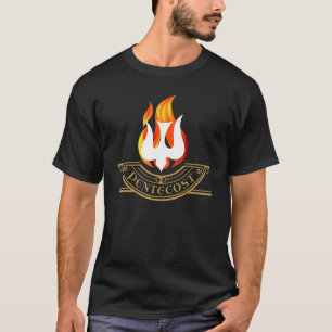 Camiseta Pente coste Pombo Línguas de Fogo Chama Espírito S
