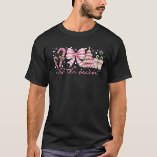 Camiseta Penteado Coquete de Bengala de Natal Rosa Retrô É