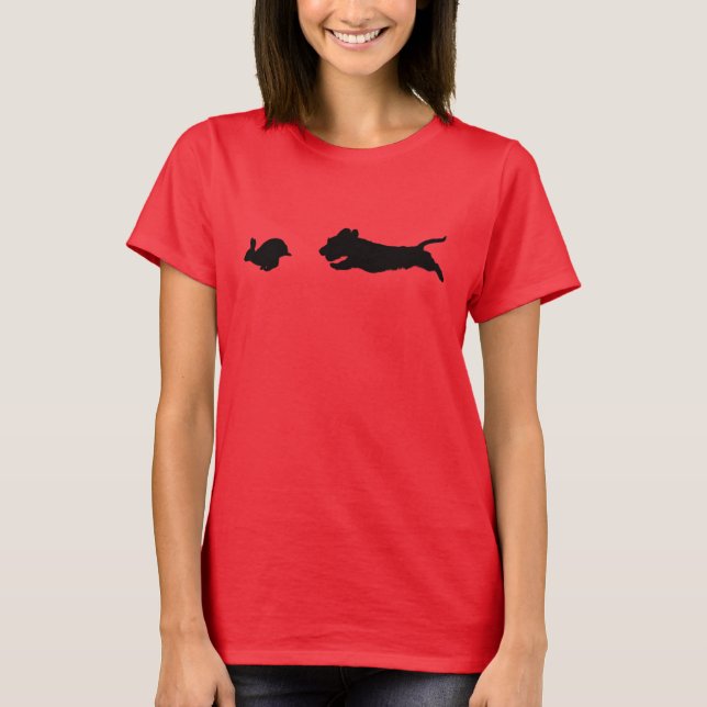 Camiseta Penteado Dachshund e Coelho (Frente)