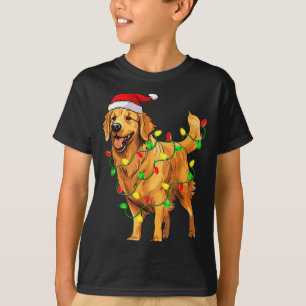 Camiseta Penteado de Natal do Retriever Dourado Chapéu do P
