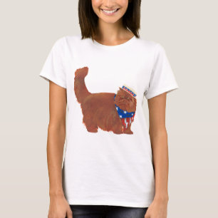 Camiseta Penteado Vermelho Patriótico Gato Persa
