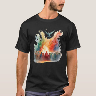 Camiseta Pentecost Doves Língua Fogo Flame Espírito Santo