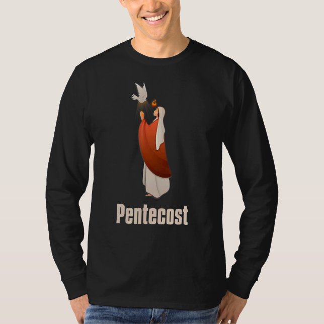 Camiseta Pentecostes Dirige Línguas De Flame Sagrada (Frente)