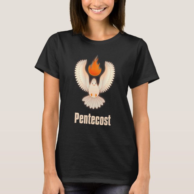 Camiseta Pentecostes Dirige Línguas De Flame Sagrada (Frente)