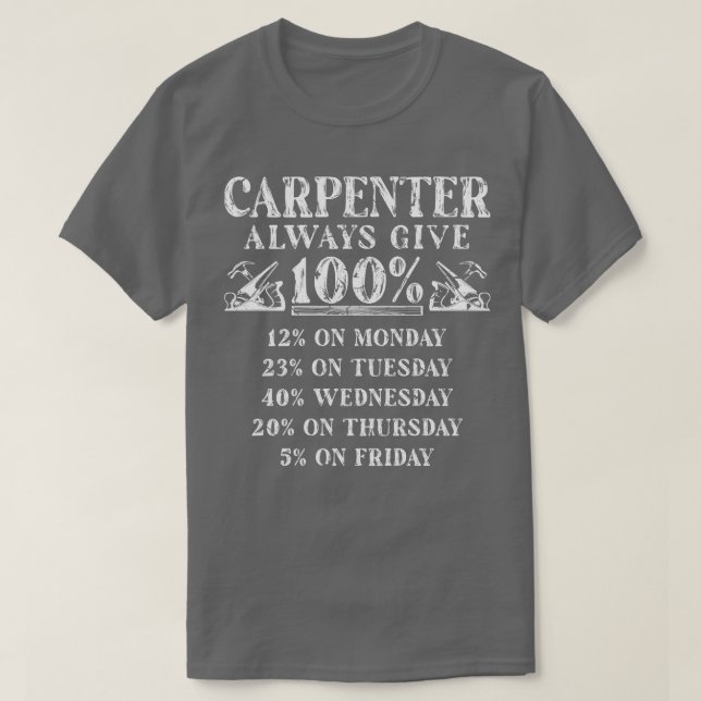 Camiseta penter dá 100% de trabalho em madeira (Frente do Design)