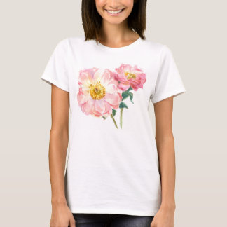 Camiseta peônias cor-de-rosa