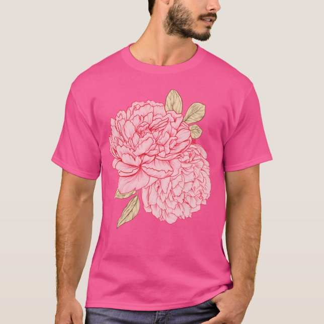Camiseta Peônias cor-de-rosa (Frente)