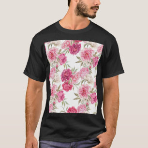Camiseta Peônias de cor-de-água rosa: Elegância Floral