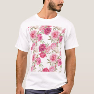 Camiseta Peônias de cor-de-água rosa: Elegância Floral