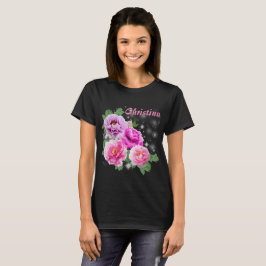 Camiseta Peônias roxas do rosa delicado das flores com