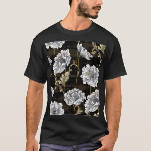 Camiseta Peony Elegance: Incêndios Dourados Barrocos