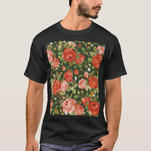 Camiseta Peony Elegance: Papel de Carteira Floral Gráfico.