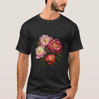 Camiseta Peony Flower Floral Buquê Flor Flor Flor