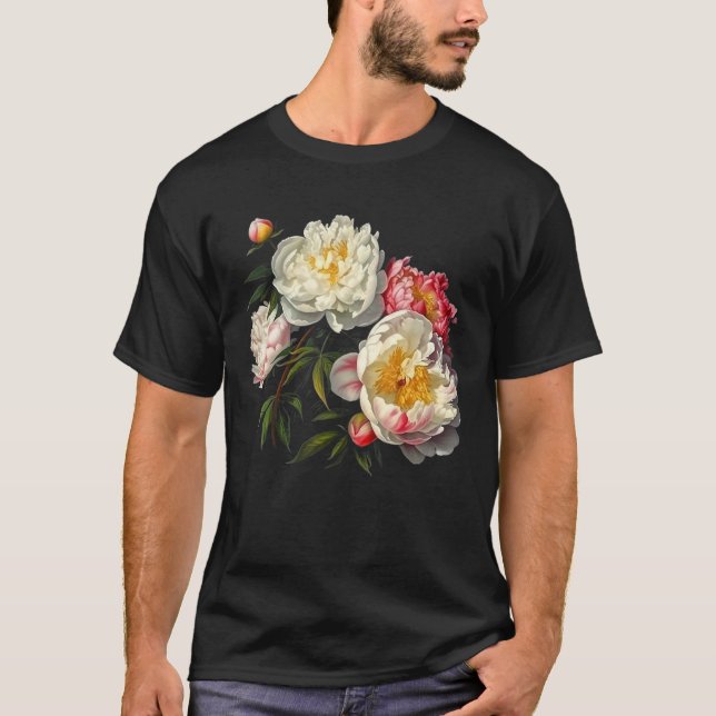 Camiseta Peony Flowers Floral Bouquet Blossom Lovers (Frente)