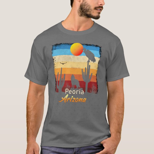 Camiseta Peoria Arizona AZ Sunset Coyote Vulture Cactus Des (Frente)